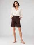 Belted Tailored Black Knee-length Bermuda Shorts-shorts > casual shorts-Stilenza-Dark Brown-S-Stilenza