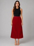 High-waisted A-line Pleated Midi Skirt