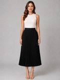 High-waisted A-line Pleated Midi Skirt