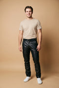 Men's Black Cargo Pants in Leather Look — primary studio