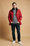 Men's Casual Puffer Jacket in Red — primary studio