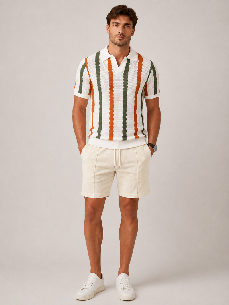 Men’s Striped Knit Polo Shirt