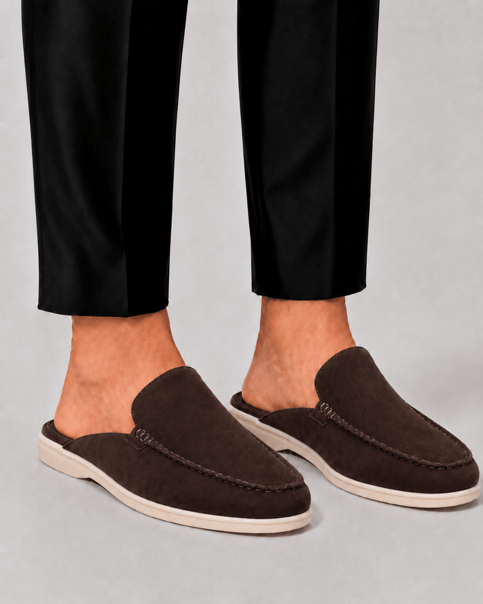 Men’s Backless Slip On Loafers-Loafers-Stilenza-Brown-37-Stilenza