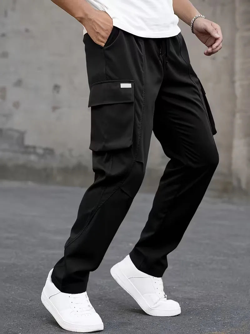 Men’s Cargo Pants Regular Fit Drawstring Waist-Cargo broeken-Stilenza-Black-S-Stilenza