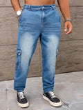 Men’s Cargo Pants Straight Fit Washed Denim-Stilenza-Stilenza