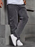 Men’s Cargo Pants Straight Fit Washed Denim-Stilenza-Stilenza