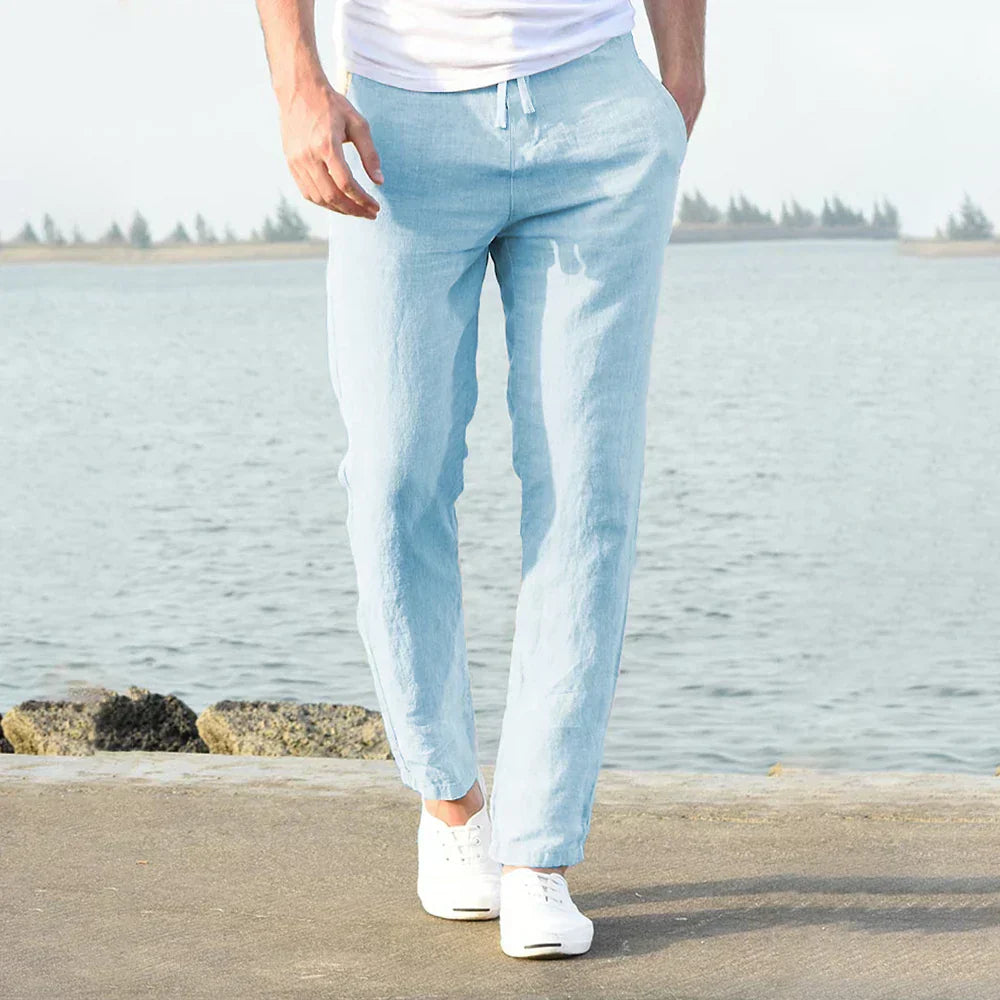 Men’s Casual Pants with Drawstring Waist-Pants-Stilenza-Light Blue-S-Stilenza