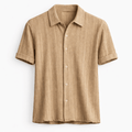 Men’s Short Sleeve Button Shirt-Stilenza-Beige-S-Stilenza