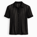 Men’s Short Sleeve Button Shirt-Stilenza-Black-S-Stilenza