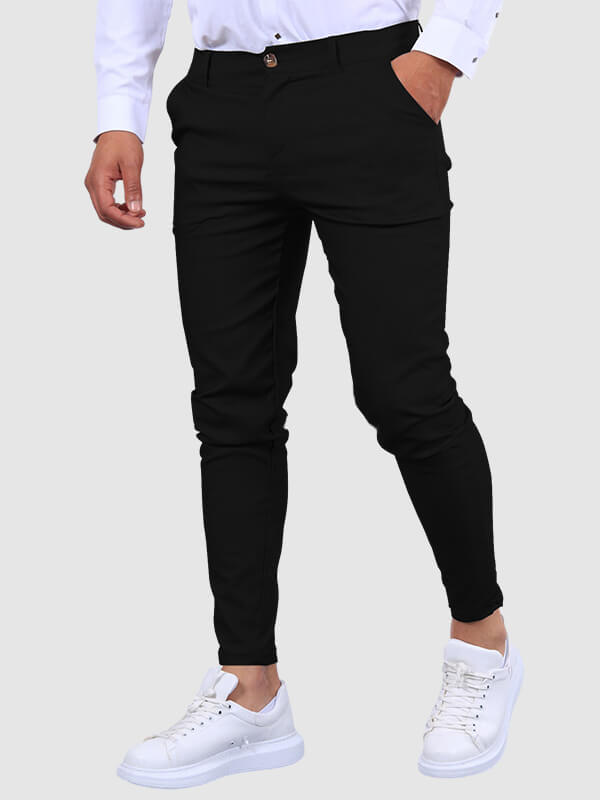 Men’s Slim Fit Chino Pants Smart Casual-Pants-Stilenza-Black-S-Stilenza