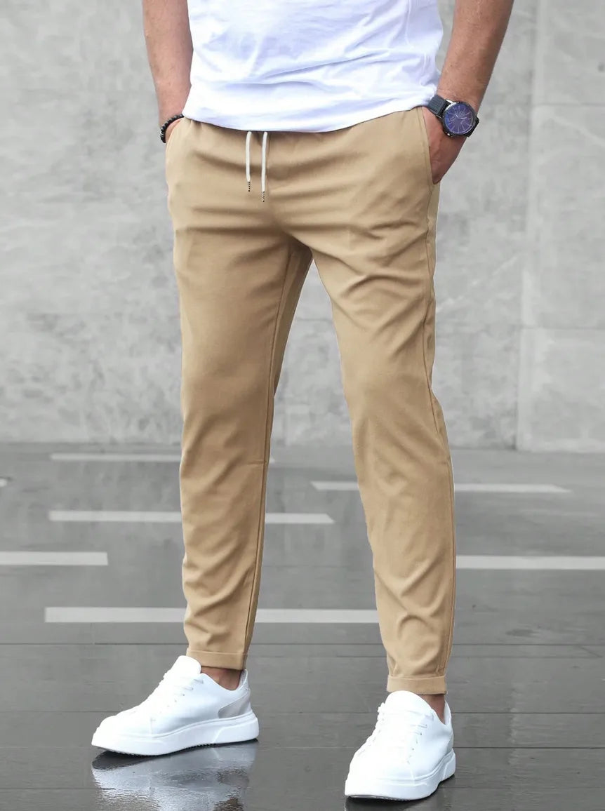 Men’s Slim Fit Jogger Pants Smart Casual-broek-Stilenza-Beige-S-Stilenza