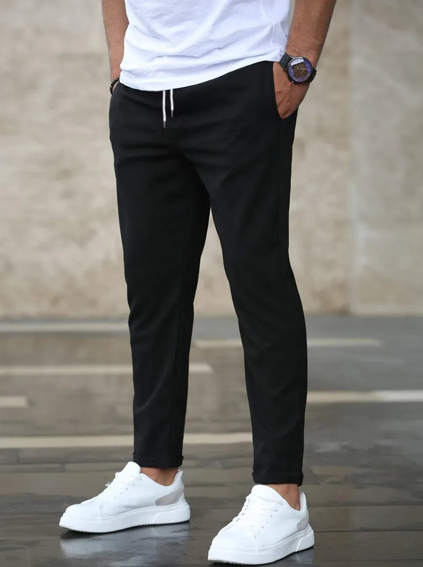 Men’s Slim Fit Jogger Pants Smart Casual-broek-Stilenza-Black-S-Stilenza