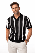 Men’s Striped Knit Polo Shirt-Stilenza-Stilenza