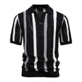 Men’s Striped Knit Polo Shirt-Stilenza-Black-S-Stilenza