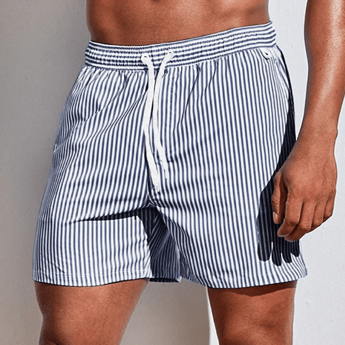 Men’s Striped Swim Shorts-Stilenza-Grey-S-Stilenza