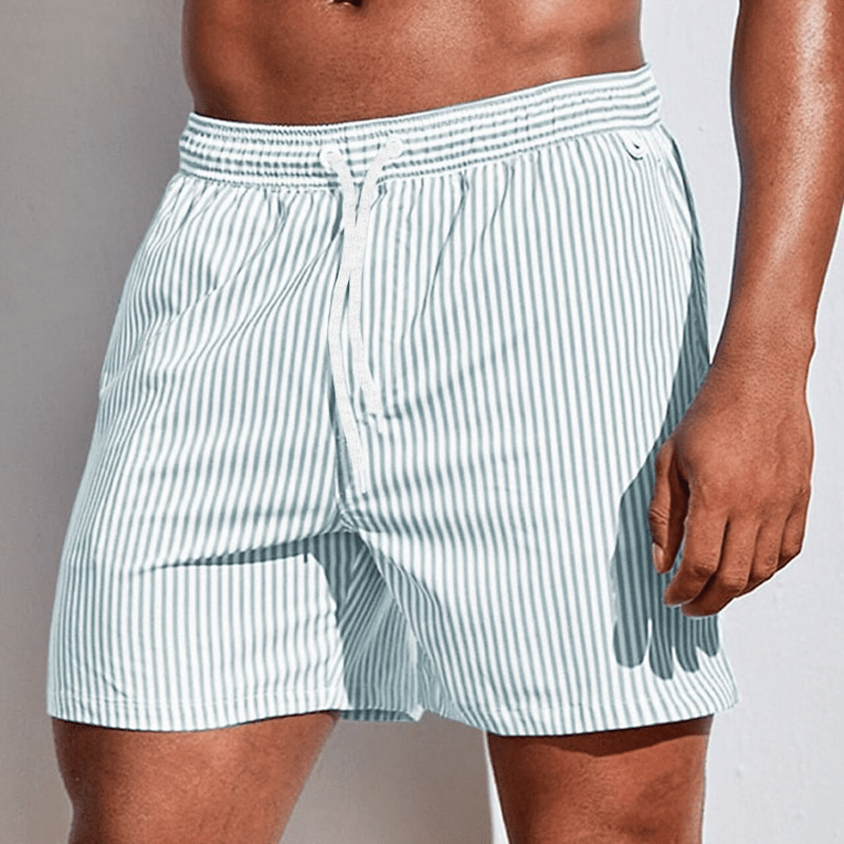 Men’s Striped Swim Shorts-Stilenza-Light Green-S-Stilenza