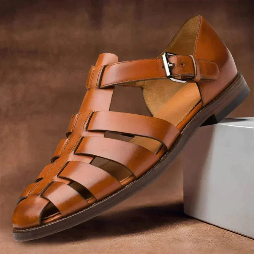 Men's Summer Sandals with Closed Toe-Stilenza-Brown-39-Stilenza