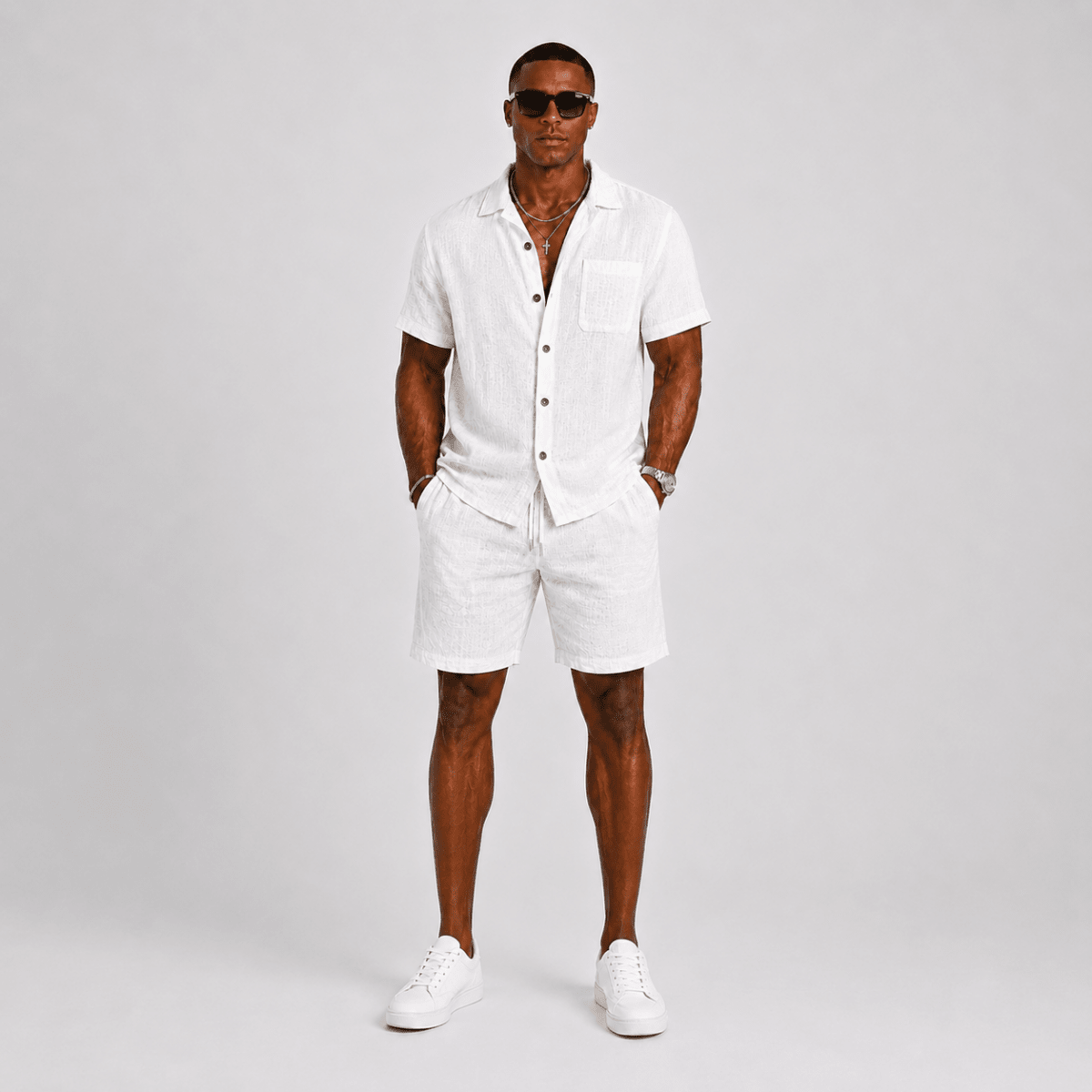 Men’s Two Piece Summer Shirt and Shorts Set-Set-Stilenza-Stilenza