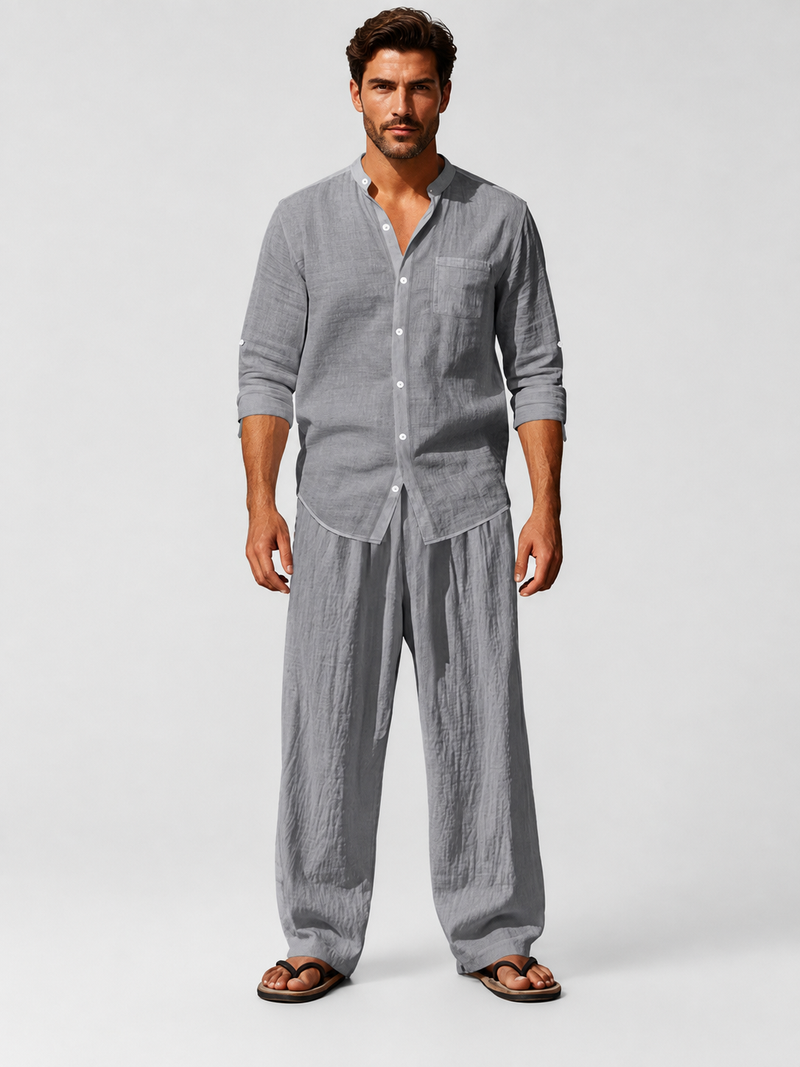 Natural Beige Relaxed Fit Shirt and Trouser Set