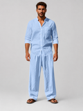 Natural Beige Relaxed Fit Shirt and Trouser Set