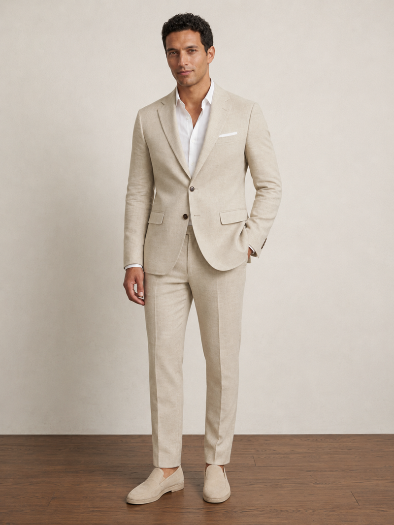 Notch Lapel Tailored Two Piece Suit with Slim Cropped Trousers-suits > two piece suit-Stilenza-Stilenza