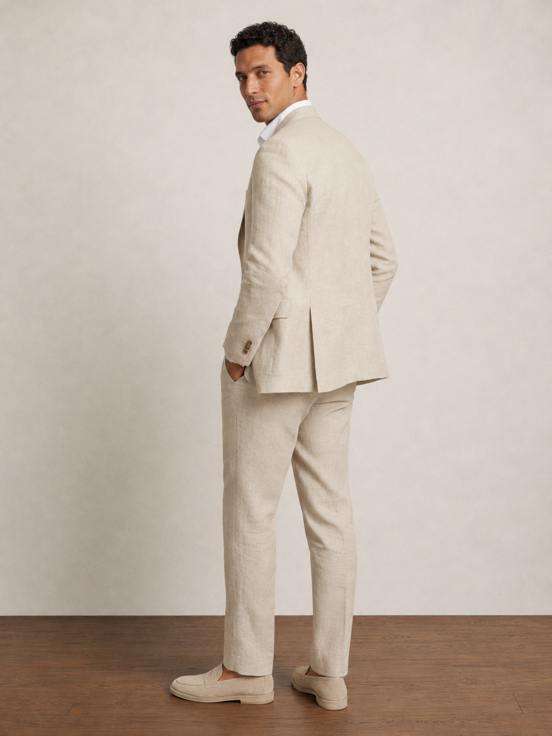 Notch Lapel Tailored Two Piece Suit with Slim Cropped Trousers-suits > two piece suit-Stilenza-Stilenza