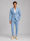 Notch Lapel Tailored Two Piece Suit with Slim Cropped Trousers-suits > two piece suit-Stilenza-Light Blue-S-Stilenza
