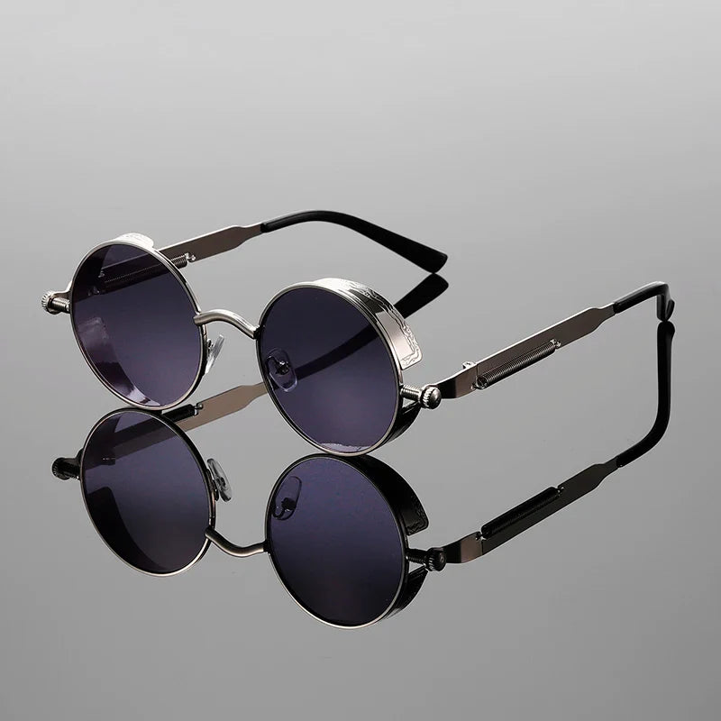 Round Sunglasses with Gradient Lenses-Stilenza-Grey-Stilenza