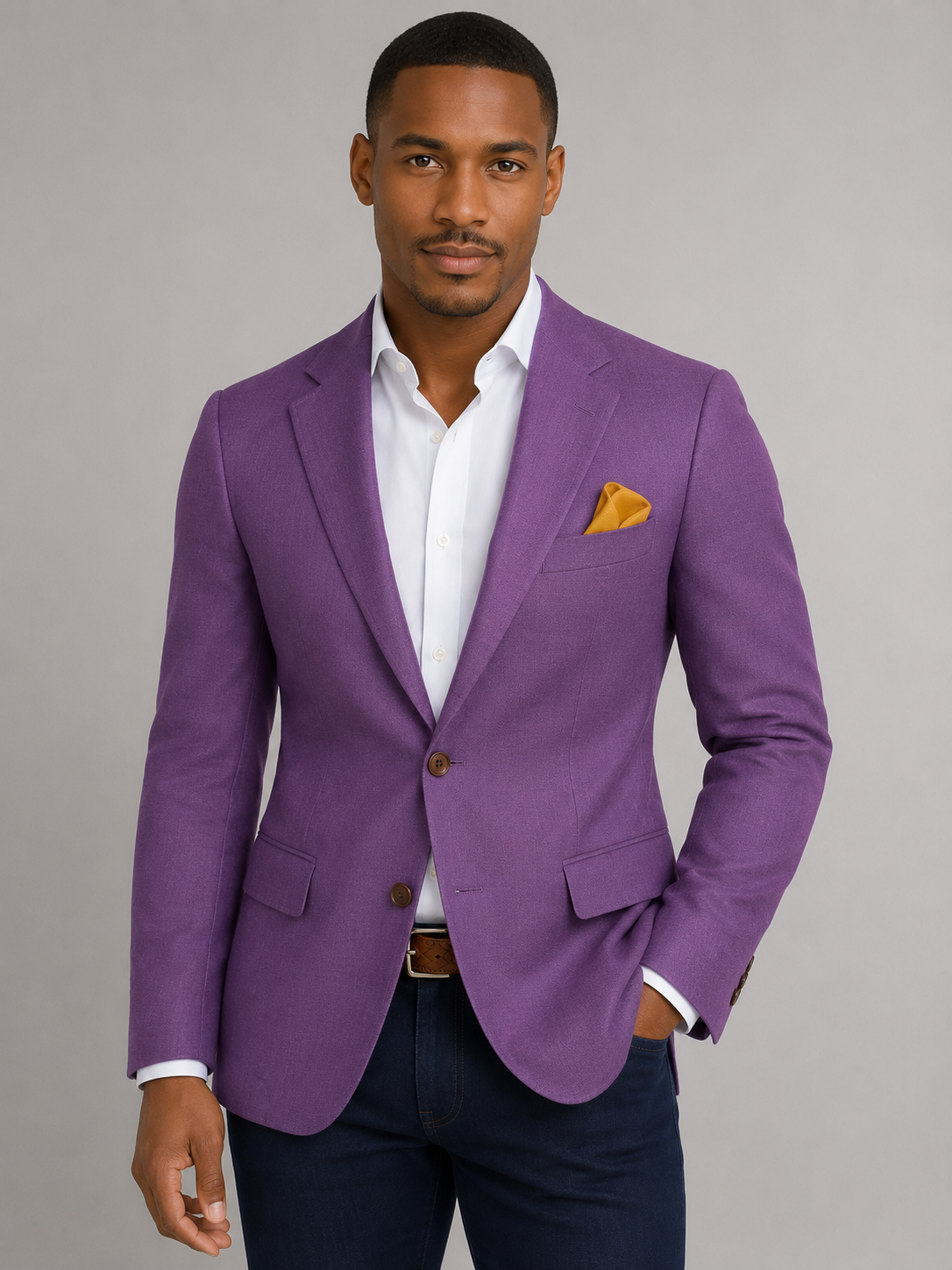 Slim Tailored Two-button Blazer with Notched Lapel-blazers > slim fit blazer-Stilenza-Purple-S-Stilenza