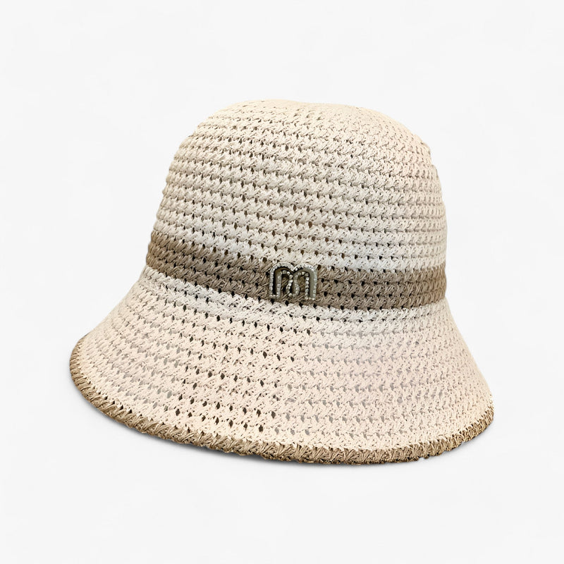 Women’s Bucket Sun Hat with Contrast Band-Stilenza-Beige-One size-Stilenza