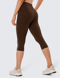 Women’s Capri Leggings High Waisted with Pocket-Stilenza-Brown-S-Stilenza