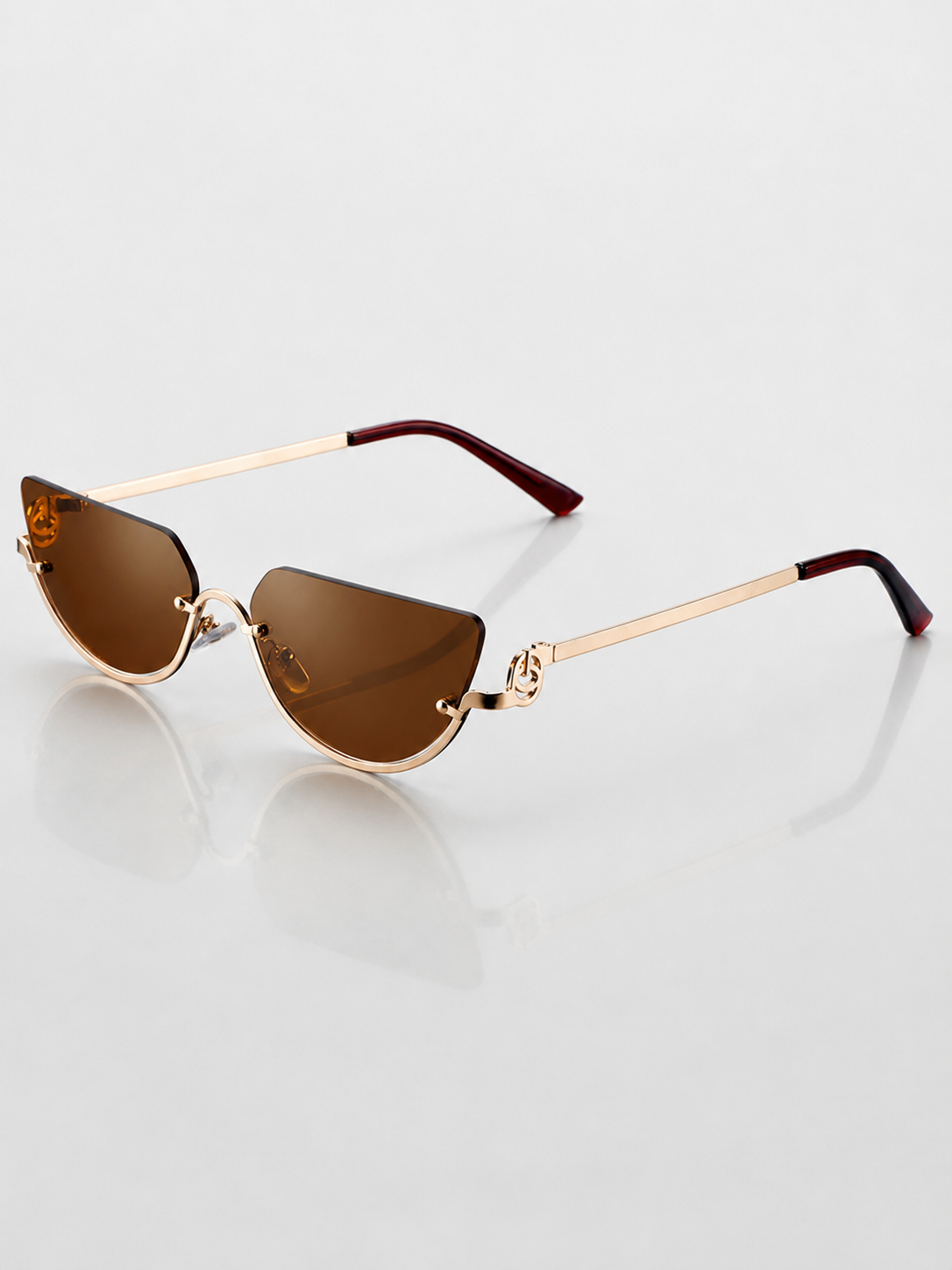 Women’s Cat Eye Sunglasses Rimless Frame-Stilenza-Brown-Stilenza