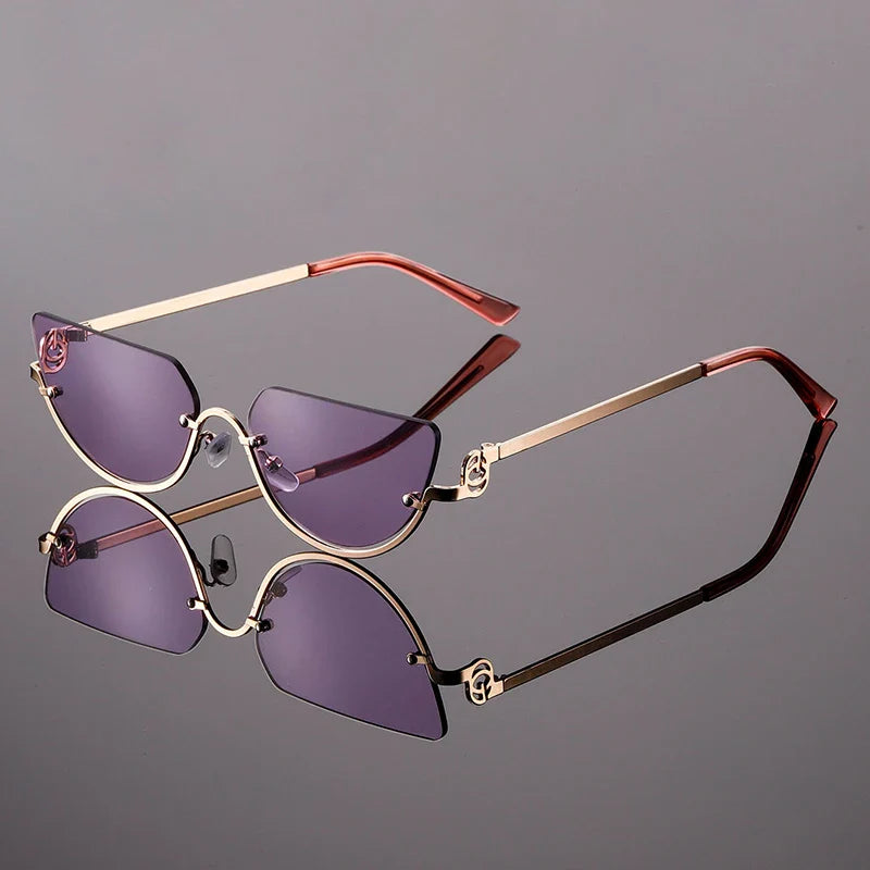 Women’s Cat Eye Sunglasses Rimless Frame-Stilenza-Purple-Stilenza