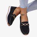 Women’s Chain Loafers Slip On Flats-Stilenza-Black-36-Stilenza