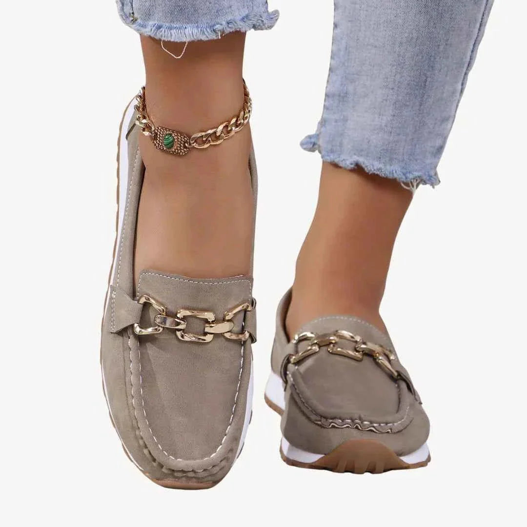 Women’s Chain Loafers Slip On Flats-Stilenza-Grey-36-Stilenza