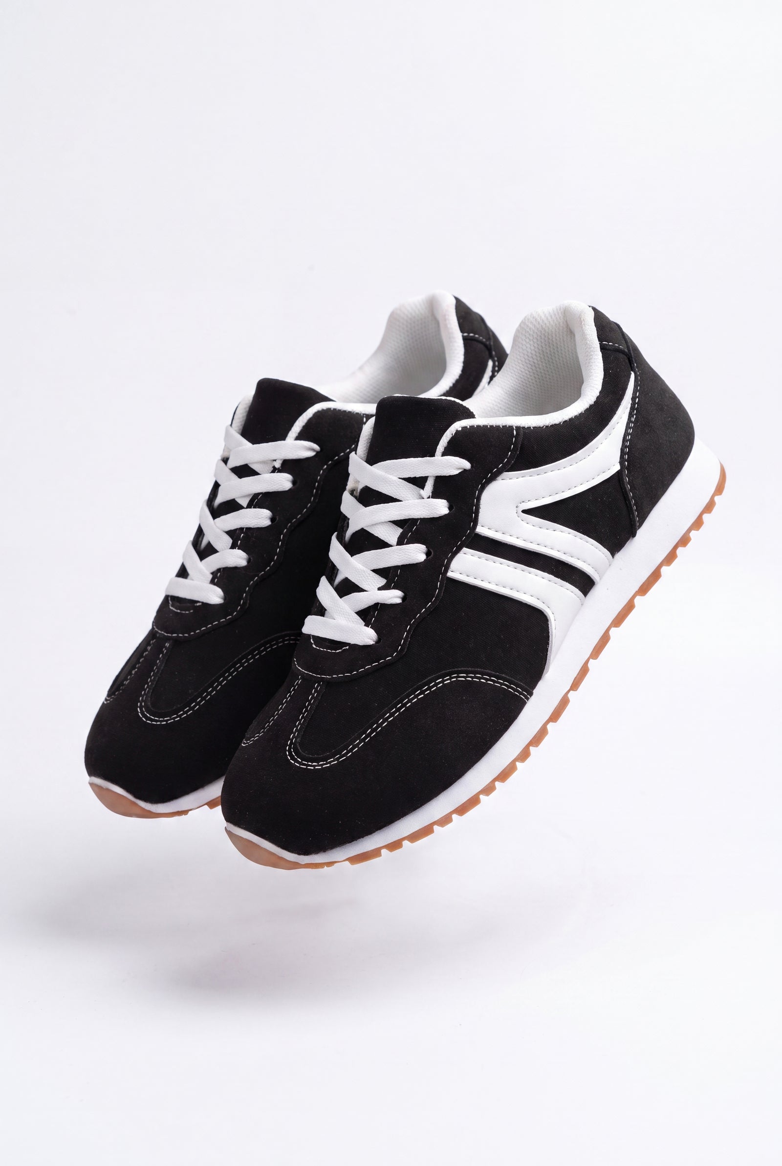 Women's Color Block Lace-Up Sneakers-Stilenza-Black-35-Stilenza