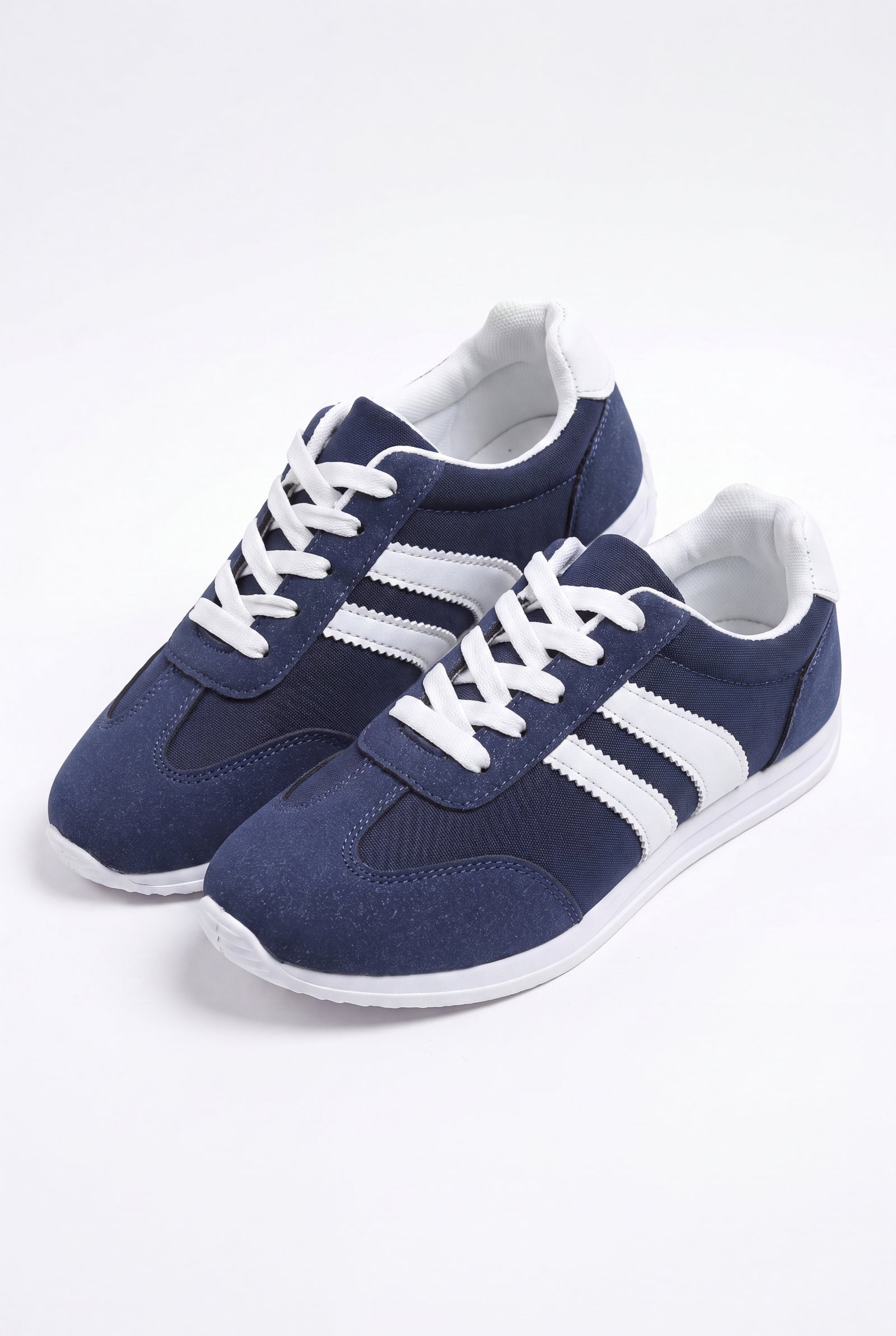 Women's Color Block Lace-Up Sneakers-Stilenza-Navy Blue-35-Stilenza