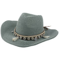Women’s Cowboy Sun Hat with Beaded Band-Stilenza-Green-One size-Stilenza