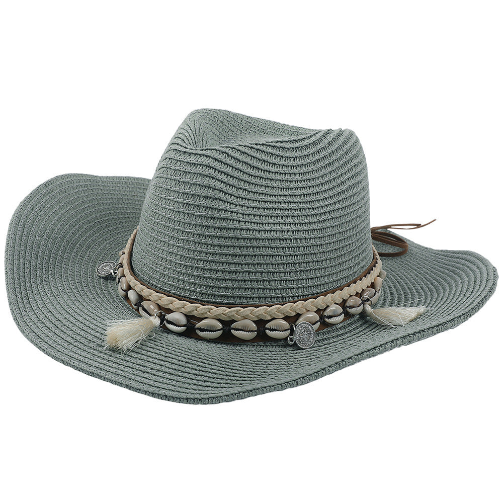 Women’s Cowboy Sun Hat with Beaded Band-Stilenza-Green-One size-Stilenza