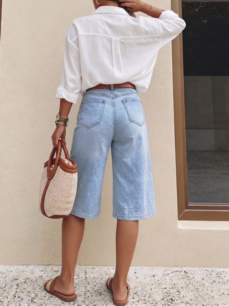Women’s Denim Bermuda Shorts High Waisted-Stilenza-Stilenza