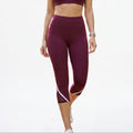 Women’s High Waisted Capri Leggings with Pocket-Women’s Activewear-Stilenza-Burgundy-S-Stilenza