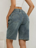 Women’s High Waisted Denim Jorts-Stilenza-Stilenza
