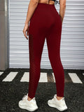 Women’s High Waisted Gym Leggings with Pocket-Stilenza-Burgundy-S-Stilenza