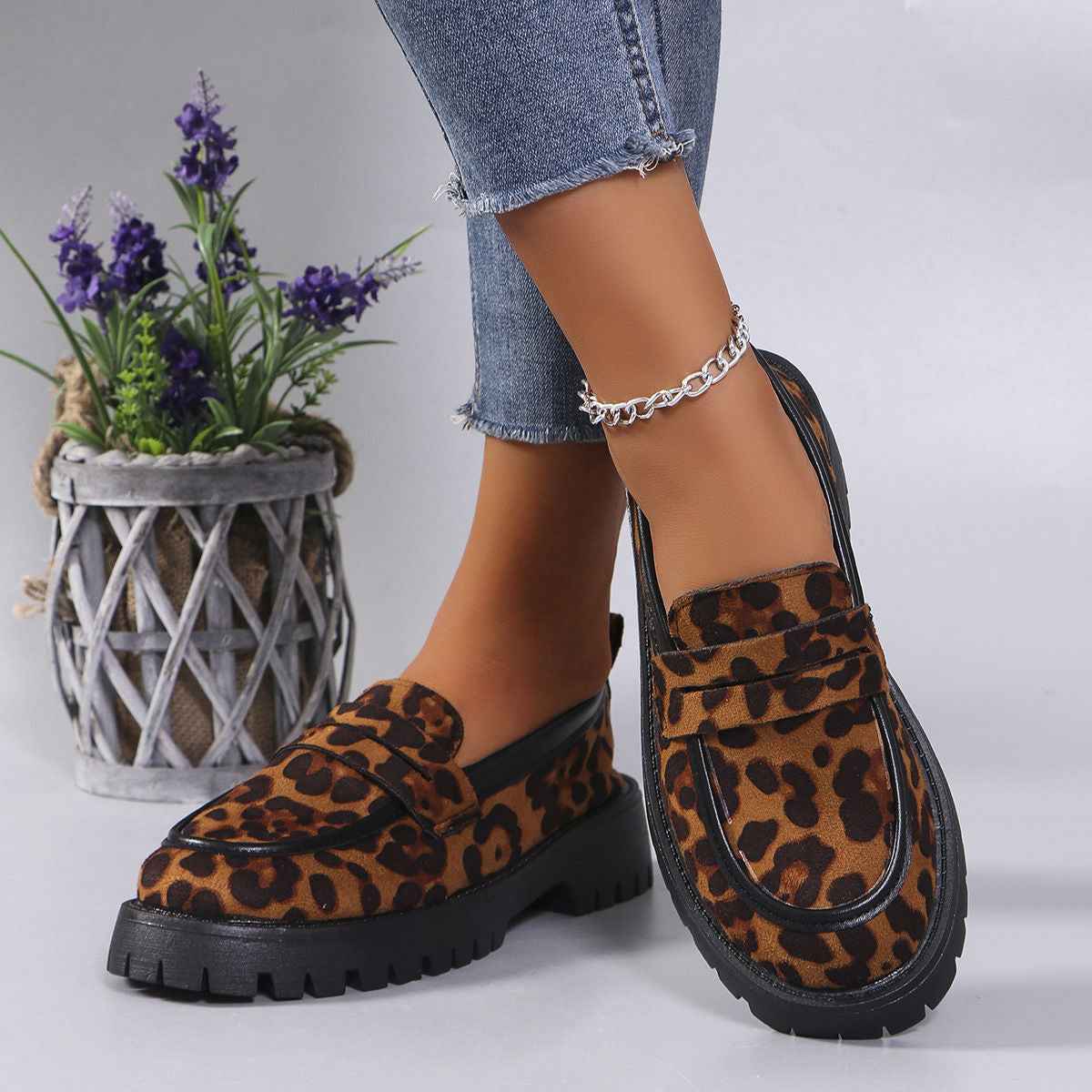 Women’s Loafers Leopard Print Platform-Stilenza-Stilenza