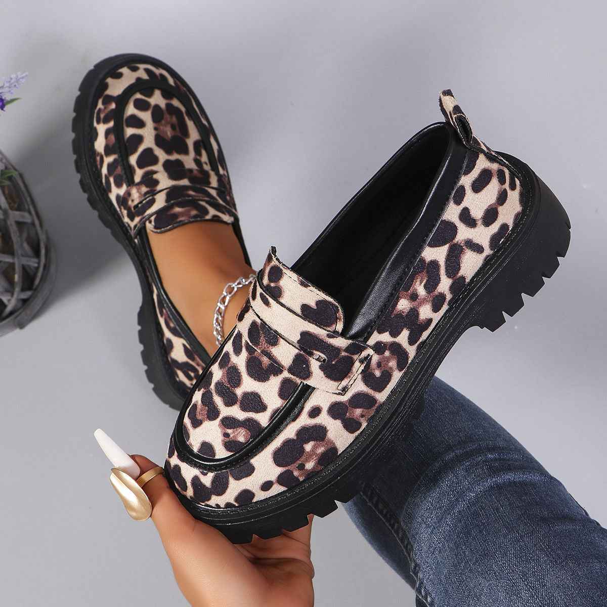 Women’s Loafers Leopard Print Platform-Stilenza-Stilenza