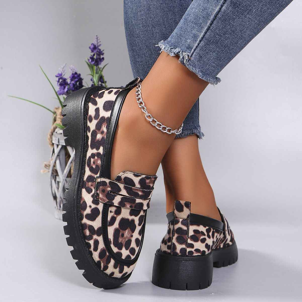 Women’s Loafers Leopard Print Platform-Stilenza-Stilenza
