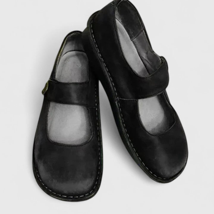 Women’s Mary Jane Flats with Buckle Strap-Stilenza-Black-35-Stilenza