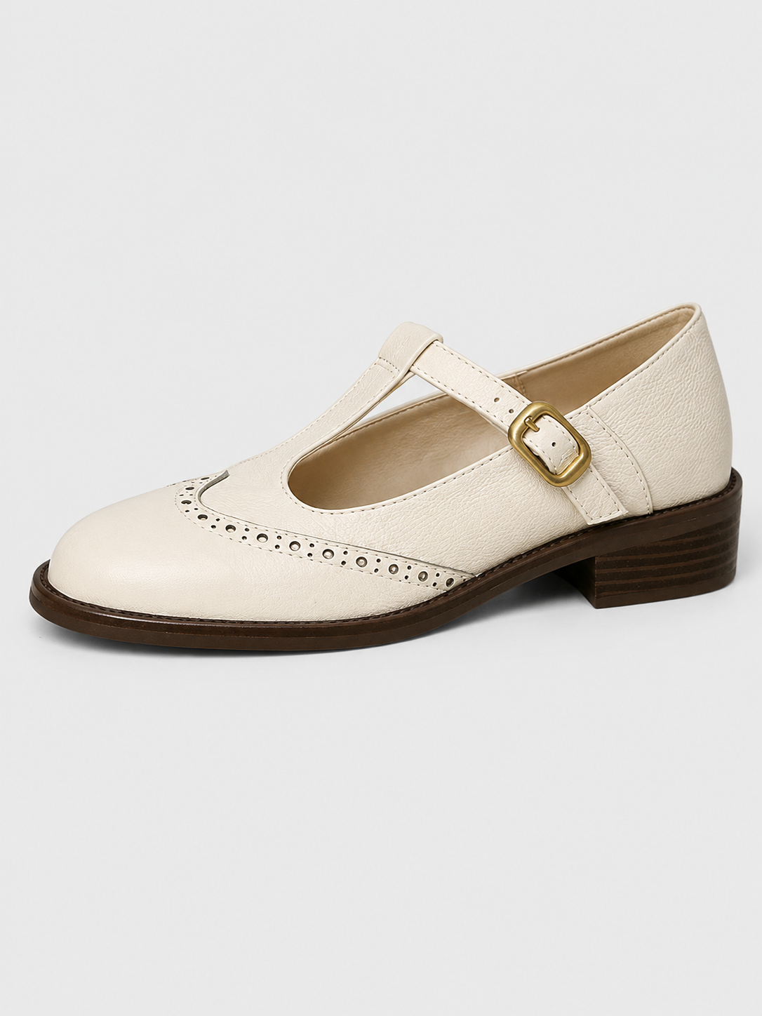 Women’s Mary Jane Flats with Low Heel-SS - Womens - Sandals-Stilenza-Beige-35-Stilenza
