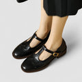 Women’s Mary Jane Flats with Low Heel-SS - Womens - Sandals-Stilenza-Black-35-Stilenza