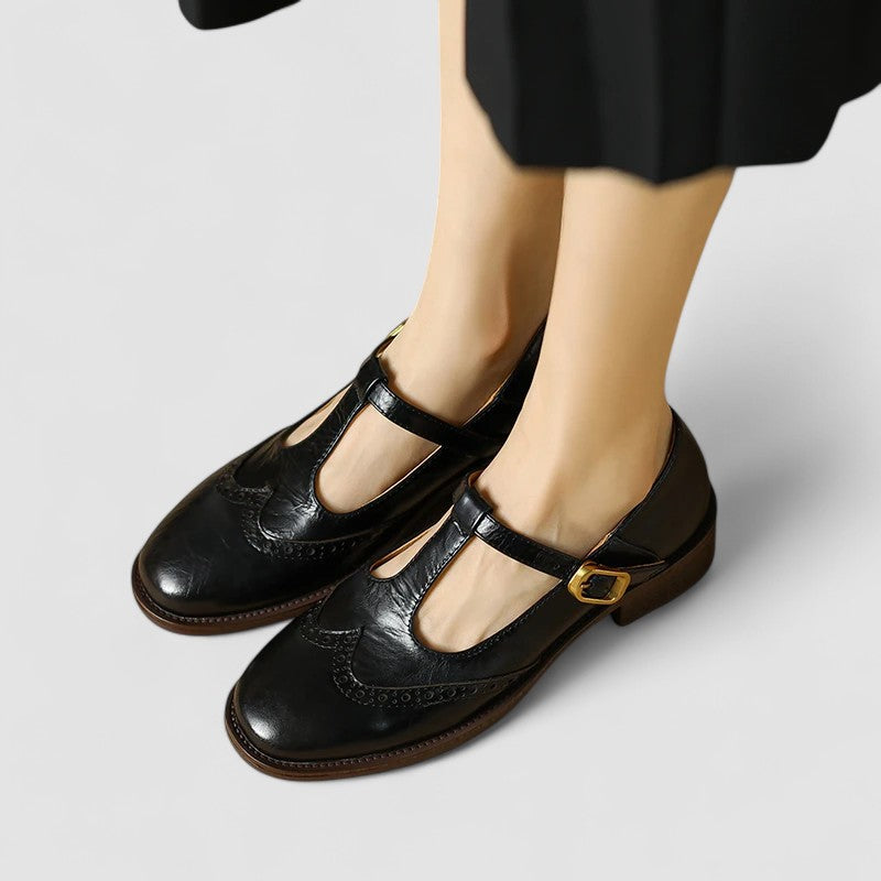 Women’s Mary Jane Flats with Low Heel-SS - Womens - Sandals-Stilenza-Black-35-Stilenza